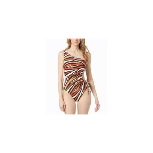 NWT MICHAEL Michael Kors PD62FY2 Zebra Cut-Out One-Shoulder Swimsuit 6 - Picture 3 of 11
